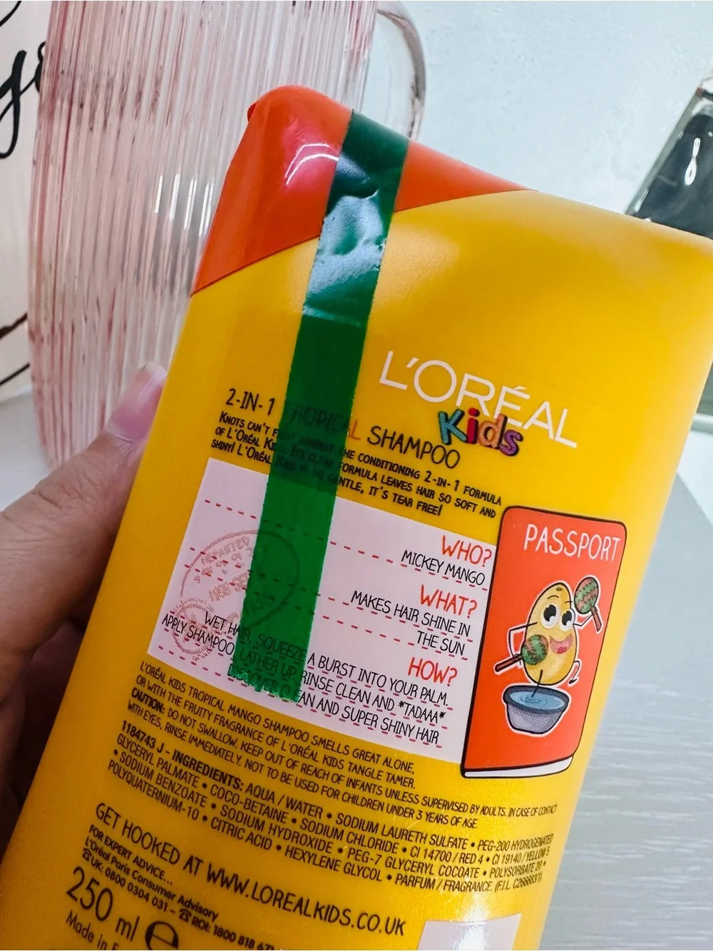 L'Oreal Kids Tropical Mango Shampoo - Yellow with Orange and Green Accents